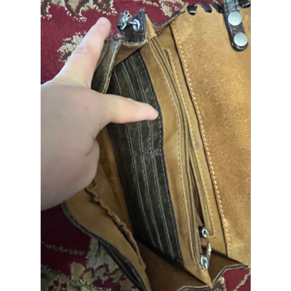 Patricia Nash Tooled Leather Crossbody Bag Turquoise Floral Western Boho - Picture 10 of 12